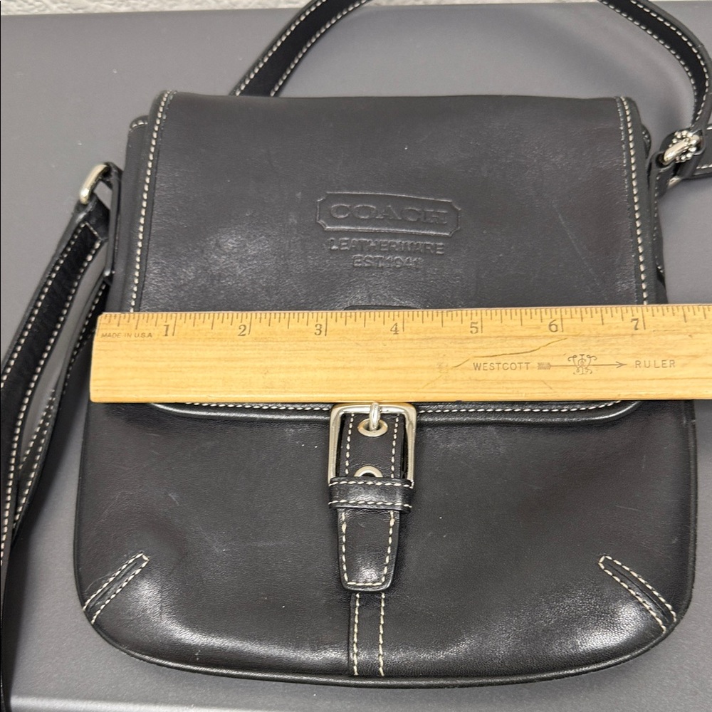 Vintage Coach Black Flap SoHo Leatherwear Messenger/Crossbody - Picture 9 of 10